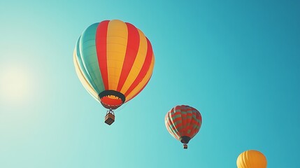 Fototapeta premium Vibrant Balloons Against Open Sky with Space for Text Overlay