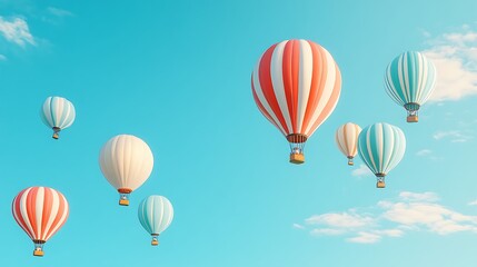 Fototapeta premium Dynamic Hot Air Balloons in Blue Sky with Text-Friendly Area