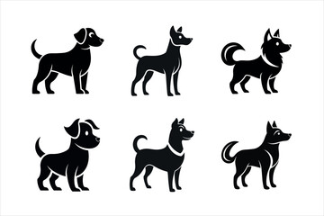  Silhouettes of Cute silhouette Dogs icon set 
