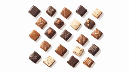 Fototapeta premium Top Down View of Square Chocolates | Stylish & Delicious Chocolates for Food Photography