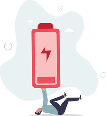 Exhausted and fatigue from hard work, stressed or anxiety from unhealthy work or depression and burnout,flat characters.