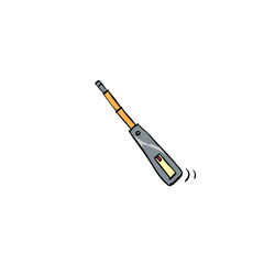Screwdriver drawing in cartoon comic style. Building tool. Vector illustration art.