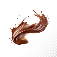 Chocolate splash isolated on white background. Realistic vector illustration.