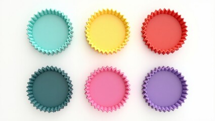 Colorful geometric starburst circles on white background