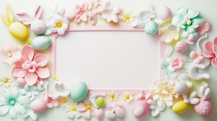 Fototapeta premium Colorful spring floral arrangement with pastel decorations for a festive celebration