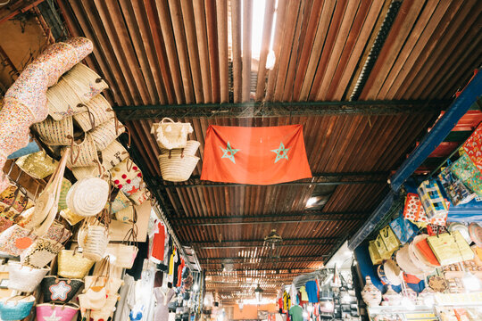 Moroccan Flag in Market Souk