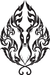 Thai Style Deer Crest for luxury packaging tattoo textile prints and branding projects