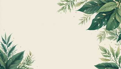 Fototapeta premium Bohemian Style Leaf Background with Copy Space on One Side - Perfect for Creative Designs