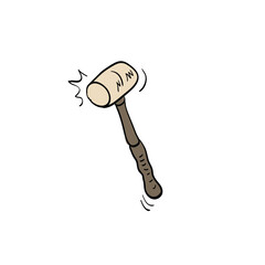 Hammer drawing in cartoon comic style. Building tool. Vector illustration art.