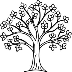 Vibrant Spring Tree and Whimsical Tendrils - Vector Illustration