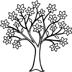 Vibrant Spring Tree and Whimsical Tendrils - Vector Illustration