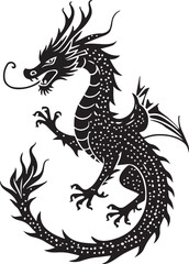 dragon silhouette vector illustration, Black Dragon silhouette vector degine,