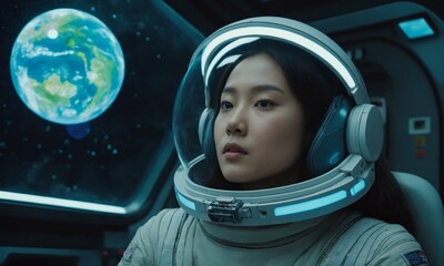 우주복을 입은 한국소녀 아름답다