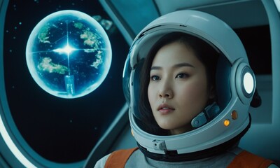 우주복을 입은 한국소녀 아름답다