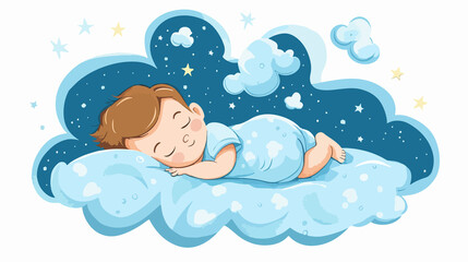 Wide Angle Centered Composition of Sleeping Baby under SkyDream, Peaceful and Serene Scene