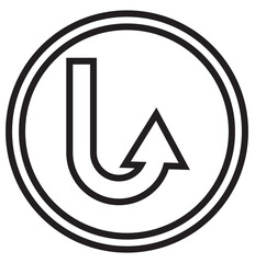 U turn return arrow icon, simple vector u turn shape pointer flat design pictogram vector elements for app ads web banner button ui ux interface elements isolated on transparent png background © Agastya 897