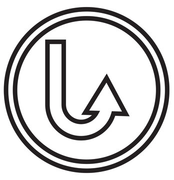 U turn return arrow icon, simple vector u turn shape pointer flat design pictogram vector elements for app ads web banner button ui ux interface elements isolated on transparent png background