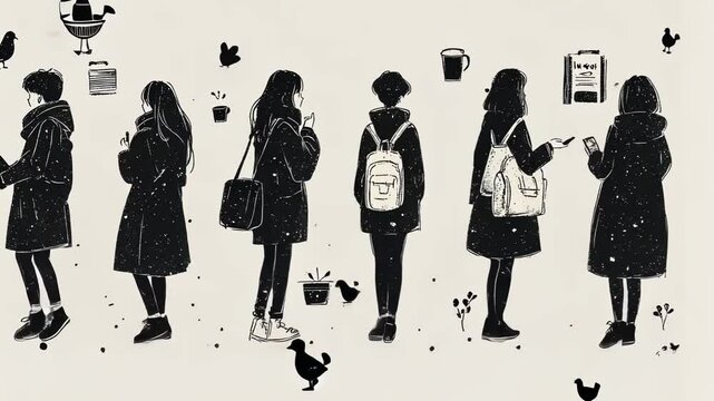 Stylish Silhouette of Woman Shopping in Fashionable Dress Vector Illustration