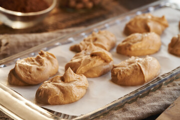 Preparation of healthy sweets from greek yogurt, nut butter, maple syrup and vanilla
