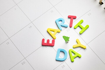 April 22 calendar page.  Earth Day spelled with colorful letters.  Reminder to care for your environment