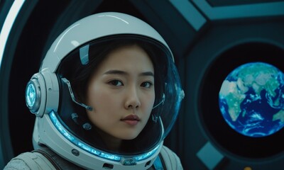 우주복을 입은 한국소녀 아름답다