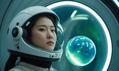 우주복을 입은 한국소녀 아름답다