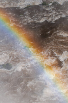 powerful Waterfall with Rainbow
