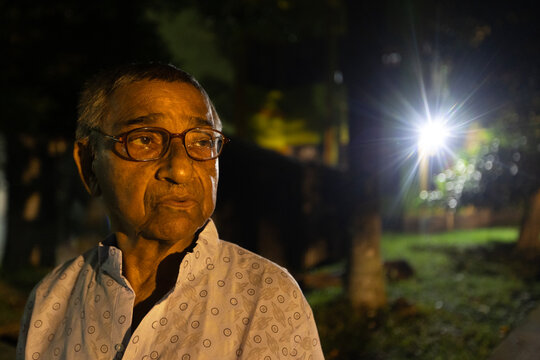 Portrait of an aged man in e remote township