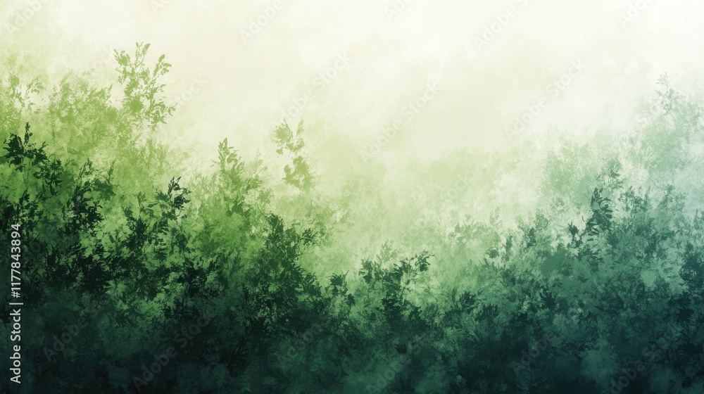 Poster Soft gradient pencil strokes transition from light to dark green, creating a calming effect in a natural landscape setting