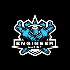 Engineer Marine Logo Design Emblem Maintenance Vector Graphic