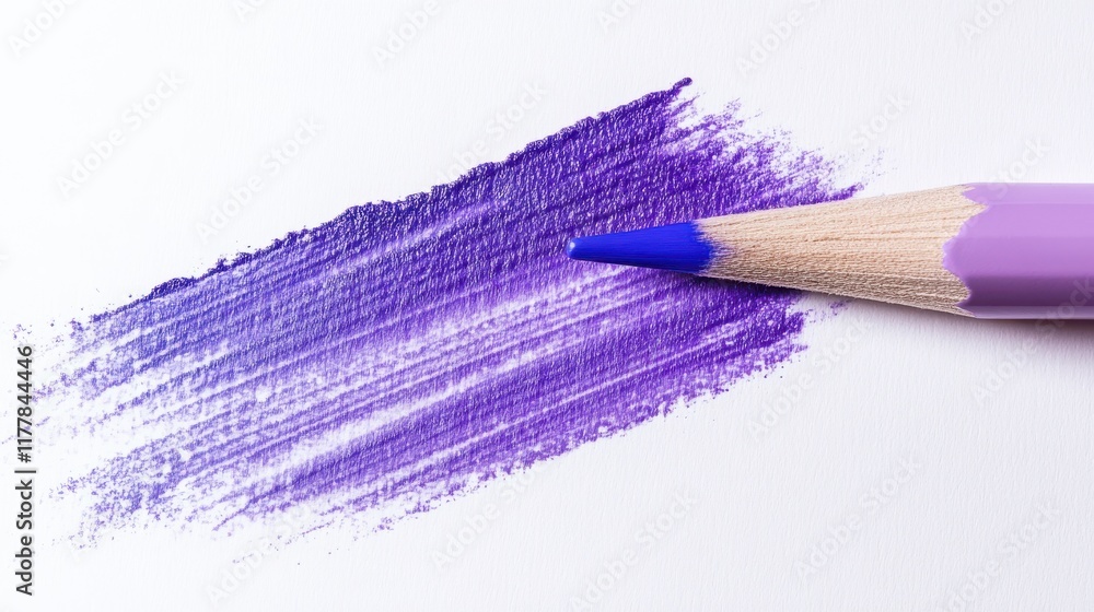 Poster minimalist pencil strokes create a gradient of purple hues on textured paper with subtle imperfectio