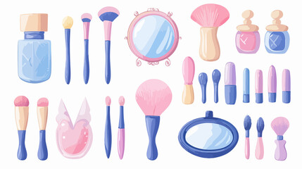 Obraz premium Professional Vector Illustration of Various Makeup Utensils for Beauty Enthusiasts