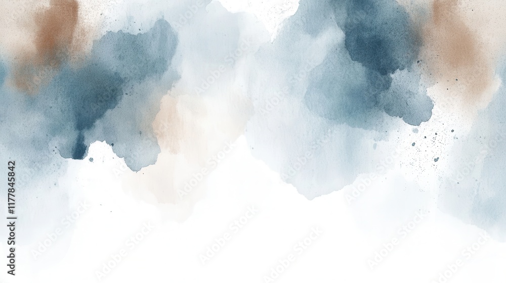 Leinwandbilder muted blue abstract pencil strokes and spots create a calming visual experience in soft tones