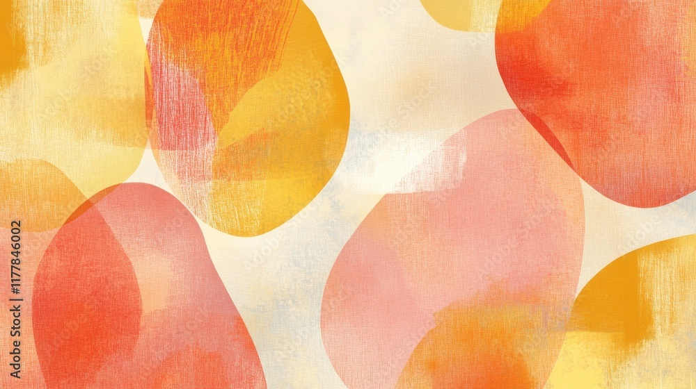 Aufkleber pencil strokes create abstract design with vibrant coral hues and soft textures