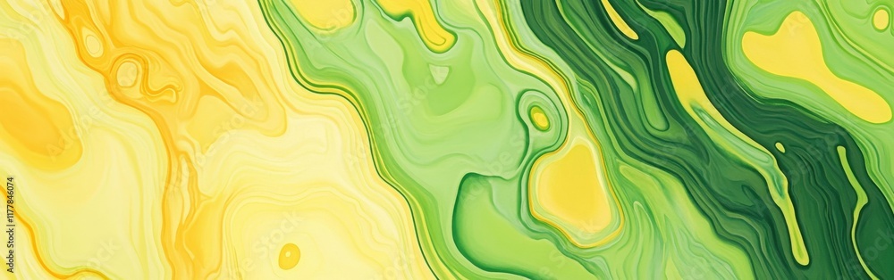 Poster Captivating blend of vibrant yellow and green abstract pencil strokes creating a dynamic background
