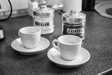 Cup of coffee in coffe machine