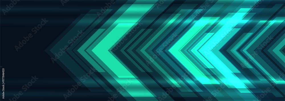 Aufkleber green technology arrows on dark futuristic abstract background. high-speed movement concept dynamic 
