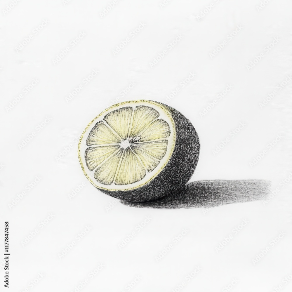 Aufkleber illustration of a cut lemon showcasing fresh citrus texture and vibrant color against a simple backd