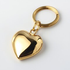 Shiny gold heart-shaped keychain featuring a smooth reflective surface perfect for personal use or gifting