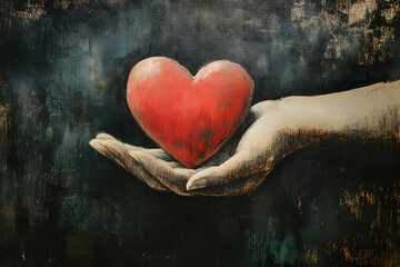 Hand holding a heart symbolizing compassion and giving