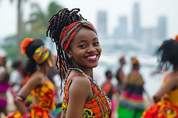 Group of beautiful young women from angola