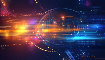 Abstract Digital Data Flow Network Technology Futuristic Digital World Global Network Cyber Space