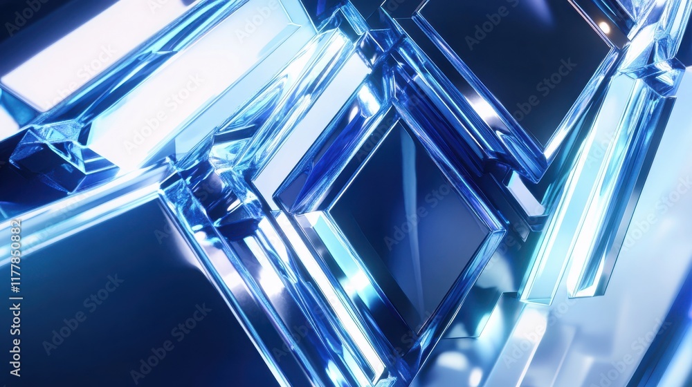 Poster high-tech abstract composition showcasing luminous geometric shapes and futuristic design elements