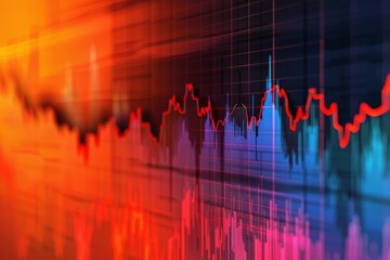 Stock market ticker showing a sudden drop in value with a red and orange overlay