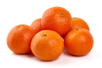 Fresh tangerines, isolated on white background.