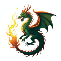 green dragon on white background.