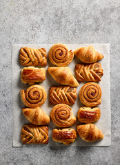 various freshly baked pastries