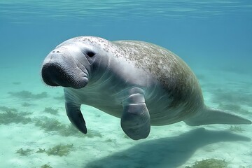 Fototapeta premium Manatee in coastal waters