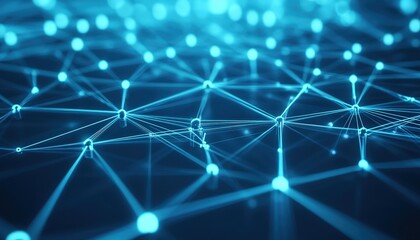 Obraz premium Abstract Network Connection Glowing Nodes and Lines Digital Technology Background