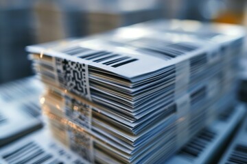 Stack of tickets with barcodes and qr codes waiting to be used for an event or transportation